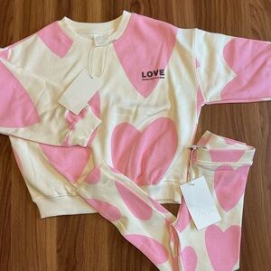 NWT Zara 5Y Heart Crewneck & Leggings Set